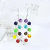 Dangle Earrings Natural 7 Chakra Crystal Stone Beads Yoga Lapis Lazuli Amethyst Quartz Healing Reiki Ear Hook Woman Jewelry Gift