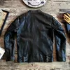 Men's Jackets kleden Brando Super Benefit! Hoofdlaag Cowhide Leather Stand-Up Collar Biker Jacket heren korte mode