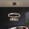 Pendelleuchten, moderne LED-Leuchten mit 2 Kreisen, minimalistische Acrylringe, Hängelampe, Aufhängung, verstellbare Heimdekorationsbeleuchtung