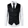 Gilet da uomo Gilet Steampunk dorato Gilet Homme Abito da sposa senza maniche Slim Fit Paisley floreale per gilet con bottoni singoli 230222