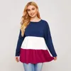 Bluzki damskie A-line luźne koszule Kobiety Topy kontrastowe kolory zszywające 2xl do 7xl dużego Blusas Mujer de Moda T2399