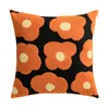 Pillow 3D Flower Flocked Cover Solid Floral Sofa Decor Chair Seat Soft Pillowcase Cotton Thicked Home El