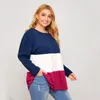 Bluzki damskie A-line luźne koszule Kobiety Topy kontrastowe kolory zszywające 2xl do 7xl dużego Blusas Mujer de Moda T2399