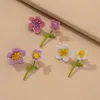 Dangle Earrings Korean Version Of Cute Painted Asymmetrical Flower Sweet Five-leaf Wild Jewelry Fashion