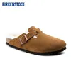 Designer Birkinstock Slippers Outlet Plush Shoes Bucken Half Drag Plus Outer Wear the Same Type of Cork Slippers for Men and Women Boston Series