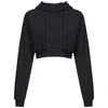 Felpe con cappuccio da donna Felpe con cappuccio Felpa Donna Moda Casual Crop Top Primavera Manica lunga Abbigliamento sportivo corto Pullover donna Top Harajuku 230221