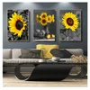 Pittura Wall Art Immagini vintage per soggiorno Cucina Modern Home Decor Girasole Poster e stampa su tela Woo