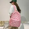 Школьные сумки мода цветочные рюкзак для женщин вишневый принт Kawaii Girls Nylon Laze емкость