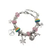 Charm-Armbänder Kinder-Charm-Armband-Herstellungsset, Zubehör, Perlen, kreatives DIY-Armband, handgefertigter Kristallschmuck, Kinderarmband, rosa Geschenkbox-Set 230222