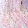 Fiori decorativi 2023 Artificiale 100CM Fiore di ciliegio Vite Seta Sakura Per la festa nuziale Decorazioni per soffitti Ghirlanda finta Arco edera