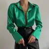 Women's Blouses Shirts Elegant Satin Shirts Women Fashion Tops 2023 Spring Solid Long Sleeve Blouses Vintage Purple Casual Loose Buttons Clothes 18913 230222