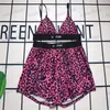 Bikini de leopardo para mujer, traje de baño de lujo para mujer, traje de baño Sexy con letras de marca, Bikinis ajustables con almohadilla en el pecho SML