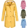 Kvinnorjackor Fashion Women's Autumn Winter Plus Velvet Outdoor Jacket Windproof Waterproof Mountainering Hooded Coat 2023