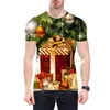 Herr t-skjortor tecknad jultomten mönster män 3d t-shirts kort ärmgata jul manlig överdimensionerad toppar 7xl casual festival tees