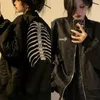 Damesjacks Qweek Vintage Jackets Bomber Jacket Dames Zwart Gothic Harajuku Grunge American Baseball Jacket paar Autumn Cool Outerwear 230222