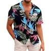 Camisetas para hombre, con botones florales hawaianos, vacaciones tropicales, playa, verano, para hombre, tamaño grande y alto, mediano