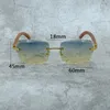 トレンド製品サングラスウッドサングラスラグジュアリーカーターデザイナーリムレスダイヤモンドカット男性と女性の色合いのアイウェアのためのサングラス