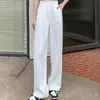 Women's Pants Capris Fashion Pockets Solid Drape Suit Pants Spring Summer Korean Button High Waist Loose Wide Leg Mopping Trousers Trend Women 230222