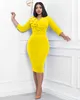 Casual Dresses Autumn and Winter Fashion Dress Women's Solid V-Neck Long Sleeve Pencil Dress Elegant Fitted Dress 230221