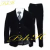 Ensembles de vêtements Costume de garçon de velours noir 3 pièces Tuxedo pour veste de mariage pantalon gilet enfants personnalisé 8 ans Blazer ensemble roupa infantil pra menino W0222