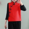 Vêtements ethniques Retro Chinese Top Vest Veme Femme Modern Tang Tap Gilet Shirt Loose Oriental Chine Blouse traditionnelle Harajukuethnique