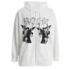 Hoodies voor dames sweatshirts plus size y2k hoodie zip-up sweatshirt engel afdrukken jas losse zakken met lange mouwen streetwear hiphop mode mannen vrouwen jas 230221