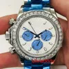 Högkvalitativ mode iced Watchesmens handled lyxig rundklipp lab gris fb1p