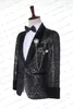 Costumes pour hommes Blazers 2023 Noir Jacquard Floral Tuxedo Hommes Sur Mesure Simple Boutonnage Avec Satin Châle Revers Dîner De Mariage Groomsmen Prom 230222