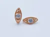 Dangle Earrings Trendy Women 585 Rose Gold Color White Crystal Stone Leaf Shaped Drop