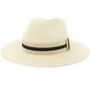 Berretti HT3584 Cappello di paglia Uomo Donna Primavera Estate Sole Uomo Donna Berretto da spiaggia Panama Protezione UV Fedora a tesa larga