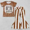 Baby New Girl Design Clothes Jeans Set 4 juli Butikflickor Klädko stjärna tryck Denim Bell Bottom Outfits Söta barn