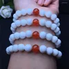 Strand White Gemstone Crystal Stones Sincetas redondas Mulheres Pulseira Lucky for Healing Jewelry