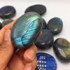 Dekorativa figurer Heay Flash Drop Natural Labradorite Crystal Gemstone Meditation Reiki Healing Chakra Polished Tumble Stone