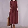 Casual Dresses Long Sleeve Autumn Dress Print Floral Draw String Slim Vintage Office Lady Work Blouse Dress Women Casual Spring Dress 230222