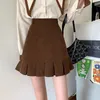 Casual Dresses Ruffles Mini Skirts Women Autumn Corduroy Pleated Tender Warm Thicken Classic Retro Solid High Waist Stylish A-lien Hipster Ins 230222