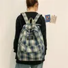 Schultaschen Plaid Canvas Rucksack für Frauen Studentin Rucksäcke Teenager Mädchen große Kapazität Reiserucksack