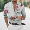 Camisas casuales para hombres Verano Primavera Impreso para hombres Flor 3D Camisa Vintage Manga larga Botón delgado Harajuku Ropa para hombre Alta calidad 230221