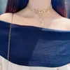 Choker Fashion Full Rhinestone Halsband för kvinnor Bijoux Shiny Silver Gold Color Button Statement smyckespresent