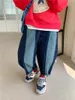 Dżinsy wiosna Dziewczyny Dziewczęta moda Pachwork Pants Kids Korean Design Spodni