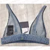 T-shirt in denim da donna firmate gilet con distintivo in metallo Top a tubo con imbracatura a V profonda sexy Abbigliamento donna