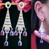 Dangle Earrings Missvikki Trendy Shiny Style Drop For Women Wedding Party Cubic Zircon Dubai Bridal Earring Boucle D'oreille 2023