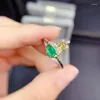 Cluster Rings Fashion Delicate Cute Crown Natural Green Emerald Gem Ring S925 Silver Gemstone Women's Office Gift Jewelry