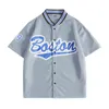 Camisetas para hombres Hombres Carta Gráfico Rayado Ribete Cuello de béisbol Camisa sin camiseta 230222