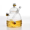 Garrafas de armazenamento Jars Glass Honeycomb Tank Kitchen Tools Container com Dipper e tampa para festa de casamento 230221