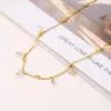 Gargantilla U7 Collar de cadena minimalista Color dorado Delicado Lindo Bola de cuentas finas Cristal Mujeres Regalos del día del mes N1128