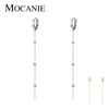 Hoop oorbellen Huggie Mocanie Long Tassel Chain Beads Ear Hoops 925 Sterling Silver Simple Geometric For Women Fashion Jewelry