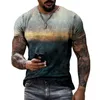 Men's T Shirts Casual Fashion 3D Printed Summer Short-sleeved Irregular Graffiti Men's T-shirts Round Neck Loose Tops Tees Men Clothing