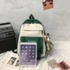 Borse da scuola Zaino per ragazze adolescenti con simpatico ciondolo Studenti Bookbag Borsa da viaggio da donna Mochila Feminina Laptop Bagpack