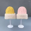 Beanies Beanie/Skull Caps 2023 Fashion Women's Winter Hat Lamb Woolt Female Knitted Soft Striped Cashmere Beanie Panama Delm22