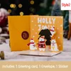 Greeting Cards 2pc 3D Up With Envelope Friend Family Blessing Postcard For Birthday Year Christmas Gifts Xmas Decoration